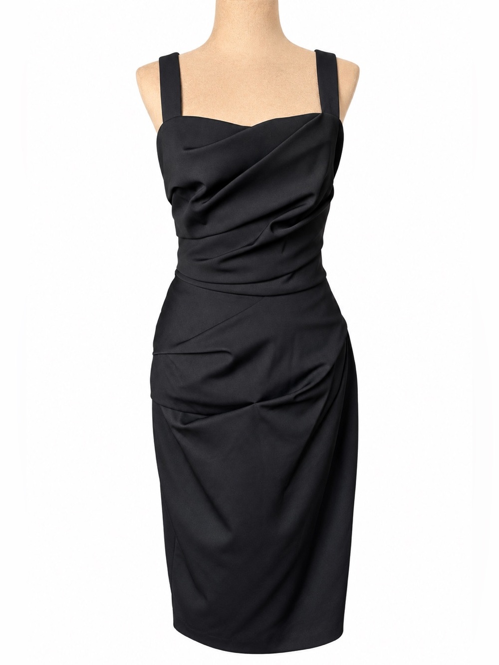 Trina Turk Peyton Scuba Ruched Sheath Midi Dress Size 4 Little Black Dress LBD